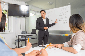 Teacher teaching students